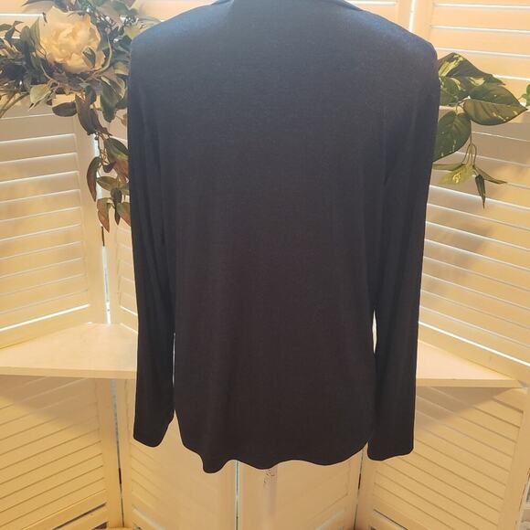 CHICOS BLUE / BLACK EMBROIDERED CARDIGAN SIZE 2(MED) - Picture 5 of 6